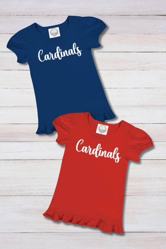 PRE-ORDER Girls' Cardinals Puff Sleeve Ruffle Top