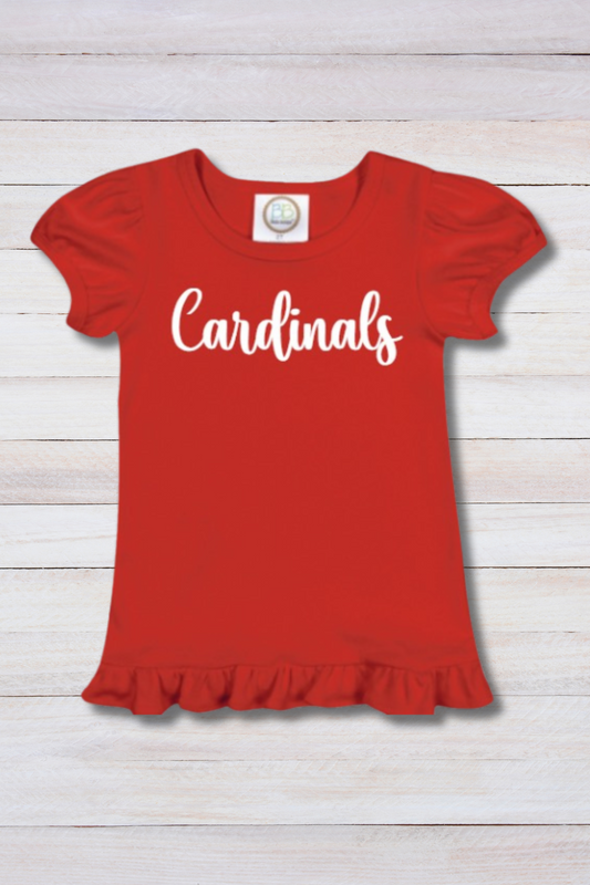 PRE-ORDER Girls' Cardinals Puff Sleeve Ruffle Top