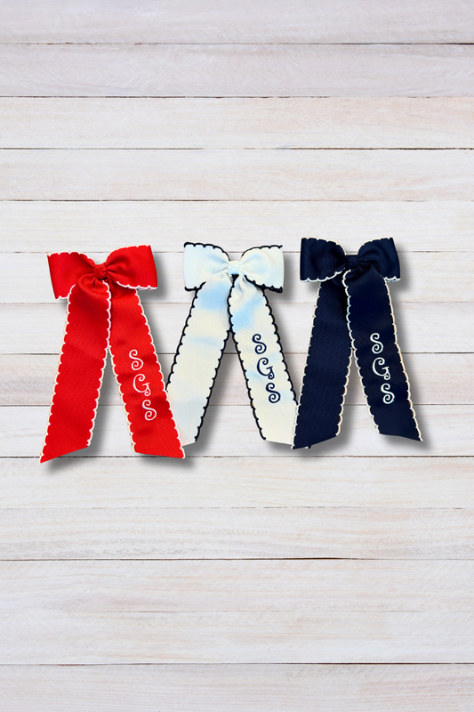 NEW Embroidered SGS Long Hair Bows