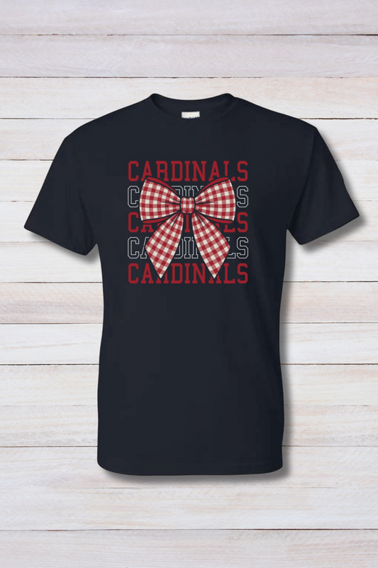 Navy Cardinals Repeat with Bow Accent T-Shirt