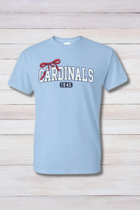 Light Blue Floral Cardinals with Ribbon T-Shirt