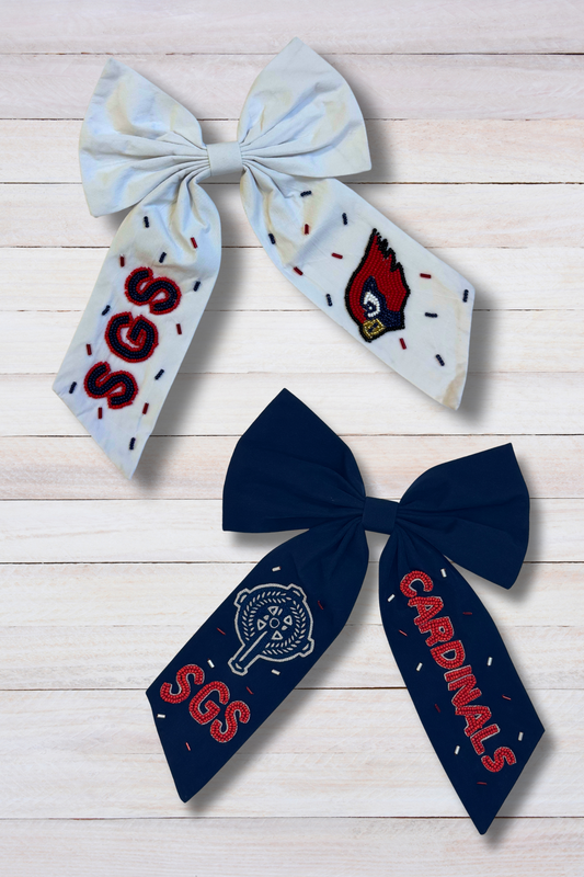 SGS Cardinals Beaded Hair Bow