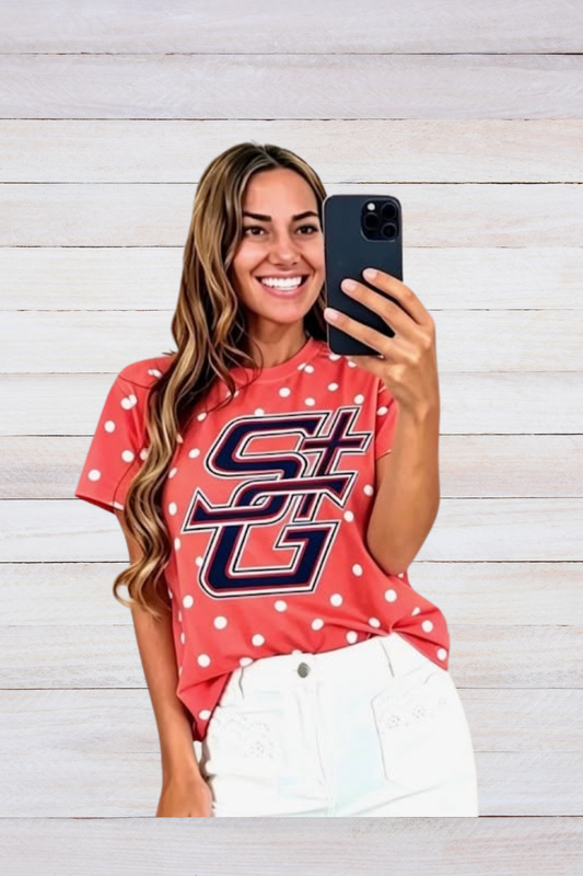 Red & White Polka Dot SG Sparkle T Shirt